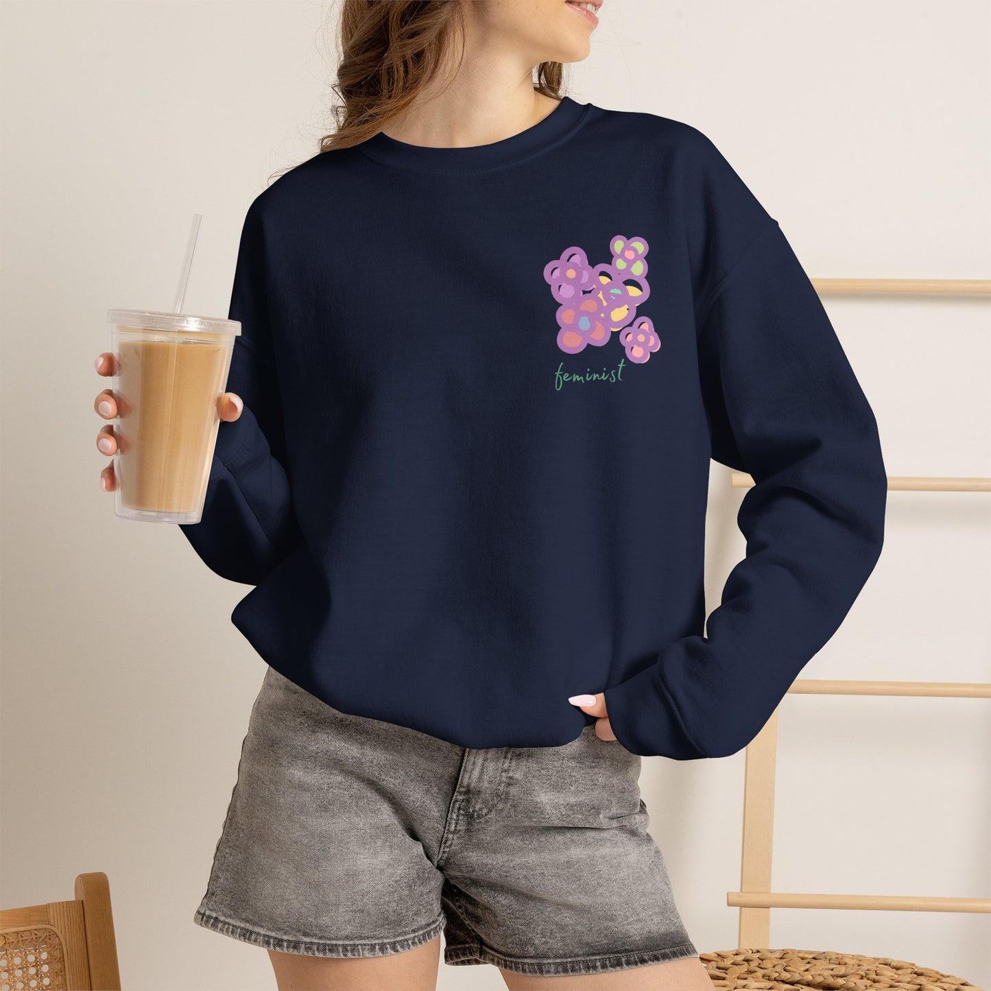 Feminist Mini-Floral Women's Crew Neck Sweatshirt