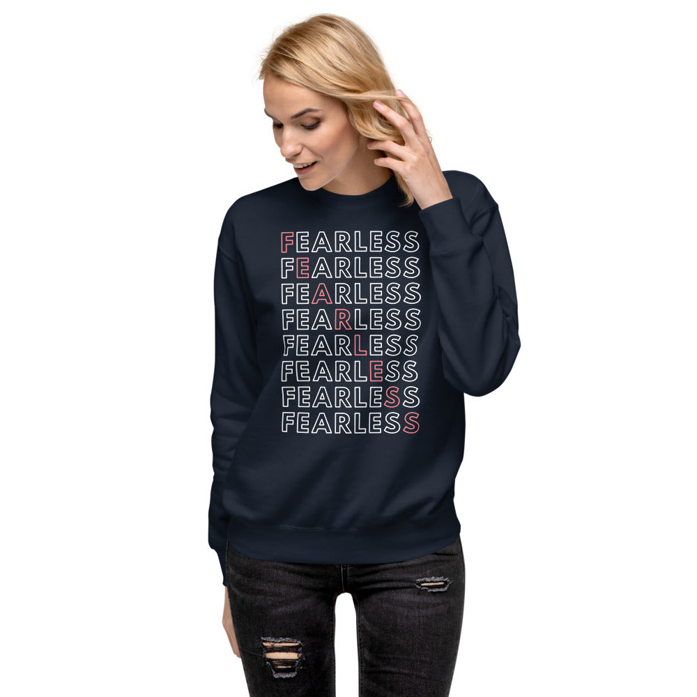 Feminist fearless women's fleece pullover navy blue